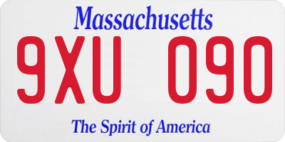 MA license plate 9XU090