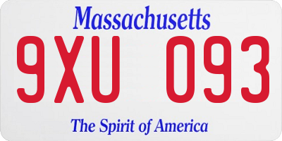 MA license plate 9XU093