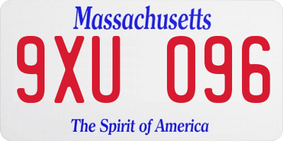 MA license plate 9XU096