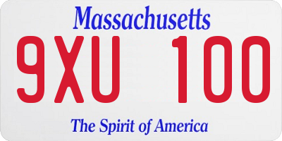 MA license plate 9XU100