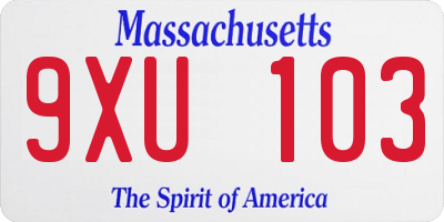 MA license plate 9XU103