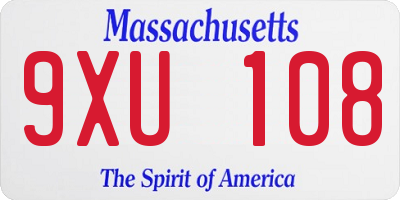 MA license plate 9XU108