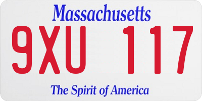 MA license plate 9XU117