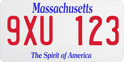 MA license plate 9XU123