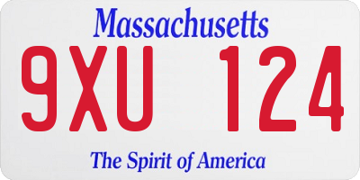 MA license plate 9XU124