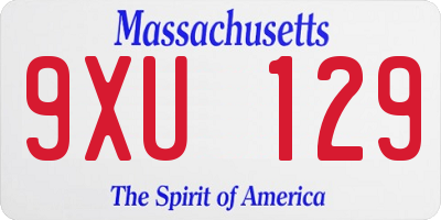 MA license plate 9XU129
