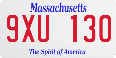 MA license plate 9XU130