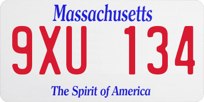 MA license plate 9XU134