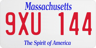 MA license plate 9XU144