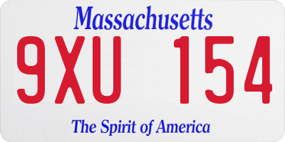 MA license plate 9XU154
