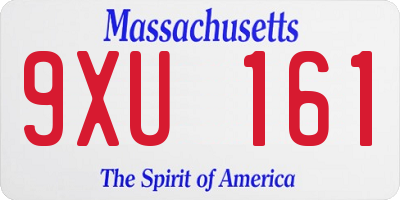 MA license plate 9XU161