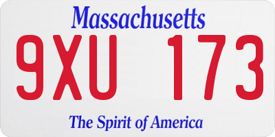 MA license plate 9XU173