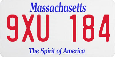 MA license plate 9XU184