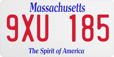 MA license plate 9XU185