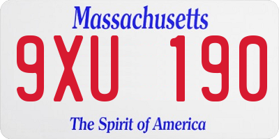 MA license plate 9XU190