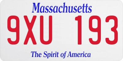 MA license plate 9XU193