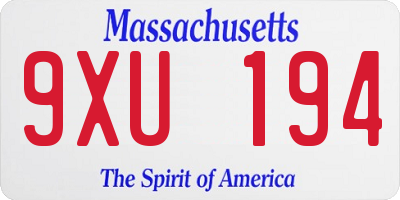 MA license plate 9XU194