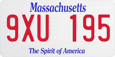MA license plate 9XU195