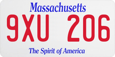 MA license plate 9XU206