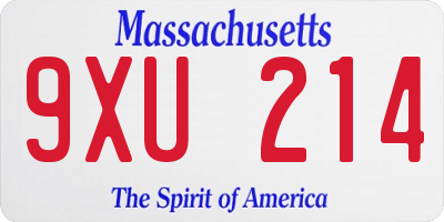 MA license plate 9XU214