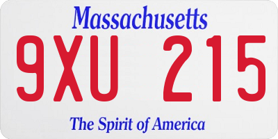 MA license plate 9XU215