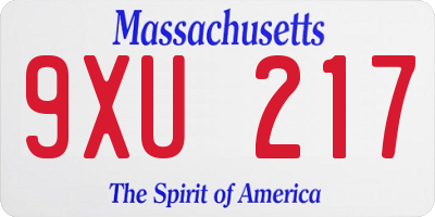 MA license plate 9XU217