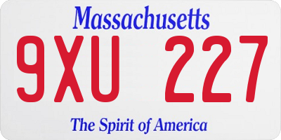 MA license plate 9XU227