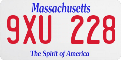 MA license plate 9XU228
