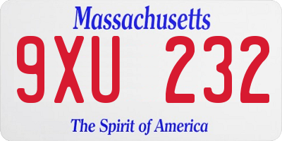 MA license plate 9XU232