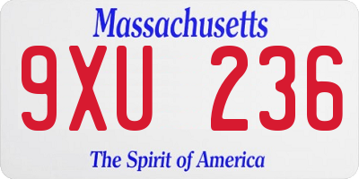 MA license plate 9XU236