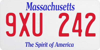 MA license plate 9XU242