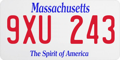 MA license plate 9XU243