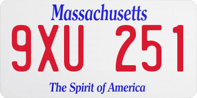 MA license plate 9XU251