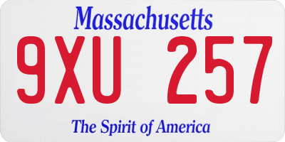 MA license plate 9XU257