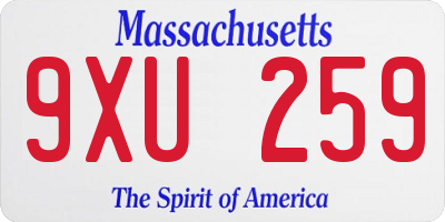 MA license plate 9XU259