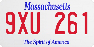 MA license plate 9XU261