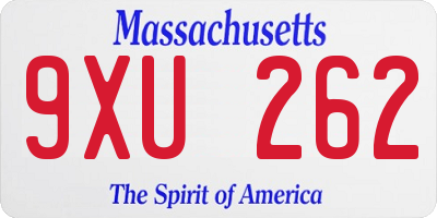 MA license plate 9XU262