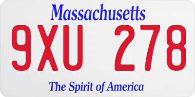 MA license plate 9XU278