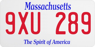 MA license plate 9XU289