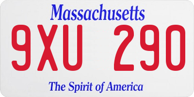 MA license plate 9XU290