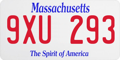 MA license plate 9XU293