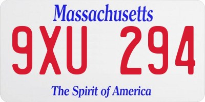 MA license plate 9XU294