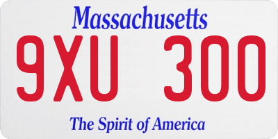 MA license plate 9XU300