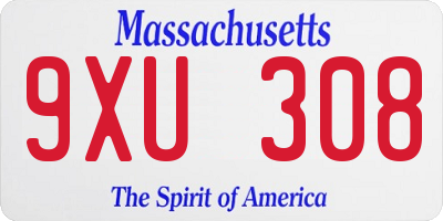 MA license plate 9XU308