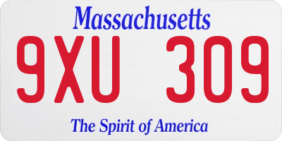 MA license plate 9XU309