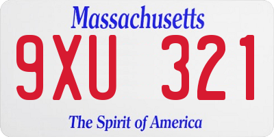 MA license plate 9XU321