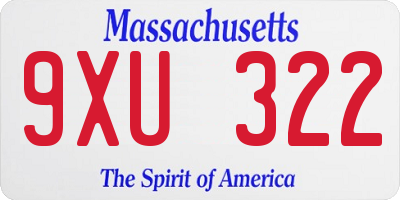 MA license plate 9XU322