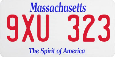 MA license plate 9XU323