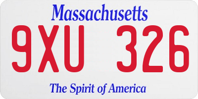 MA license plate 9XU326