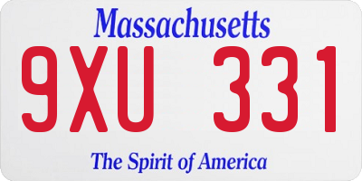 MA license plate 9XU331